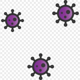 Purple Germs Bacteria Cartoon Icons Covid Virus