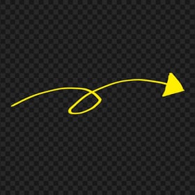 HD Yellow Line Art Drawn Arrow Pointing Right PNG