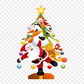 HD Christmas Cartoon Characters New Year Tree PNG