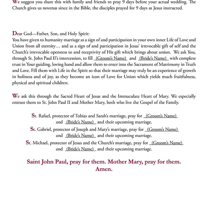 Novena Prayer for Engaged Couples