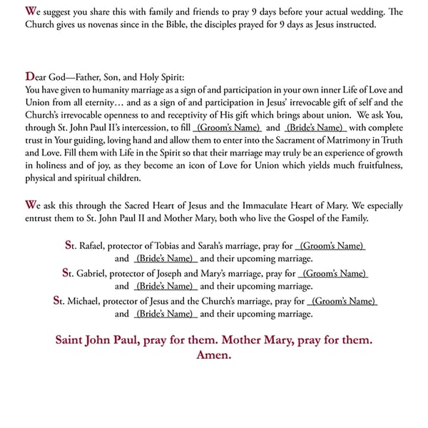Novena Prayer for Engaged Couples