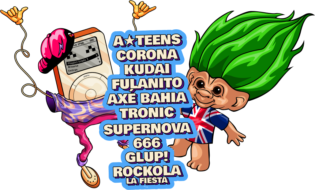 Lineup Fiesta Grado 3 2025: A*Teens, Corona, Kudai, Supernova, Glup!, Tronic, Axe Bahía, Fulanito, 666, DJ Rockola