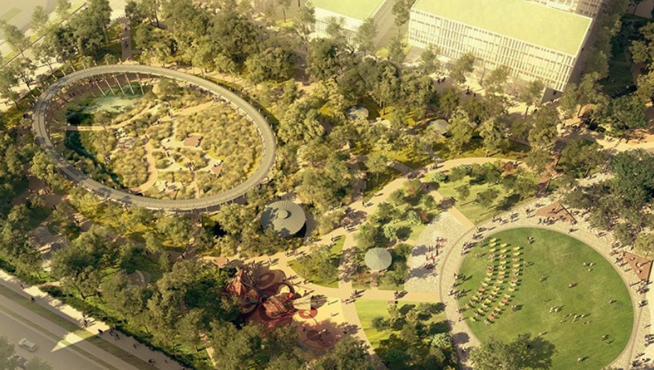 Artist's impression of the Bradfield City Centre Central Park 