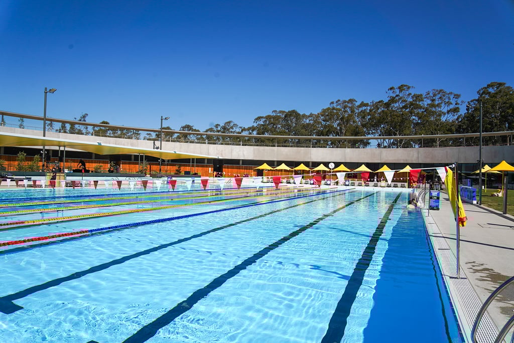 The facilities includes a 10-lane Olympic-sized heated outdoor swimming pool