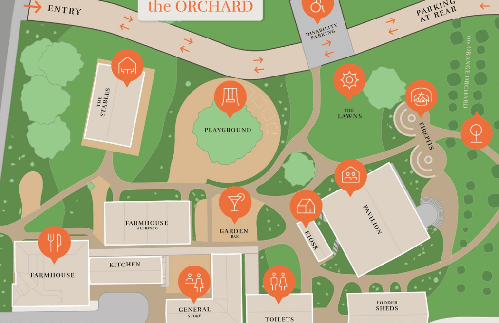 A map detailing the range of eateries, function rooms and facilities available to visitors