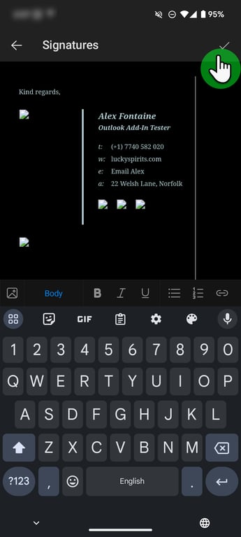 outlook android mobile html email signature install instructions step 3 part 7