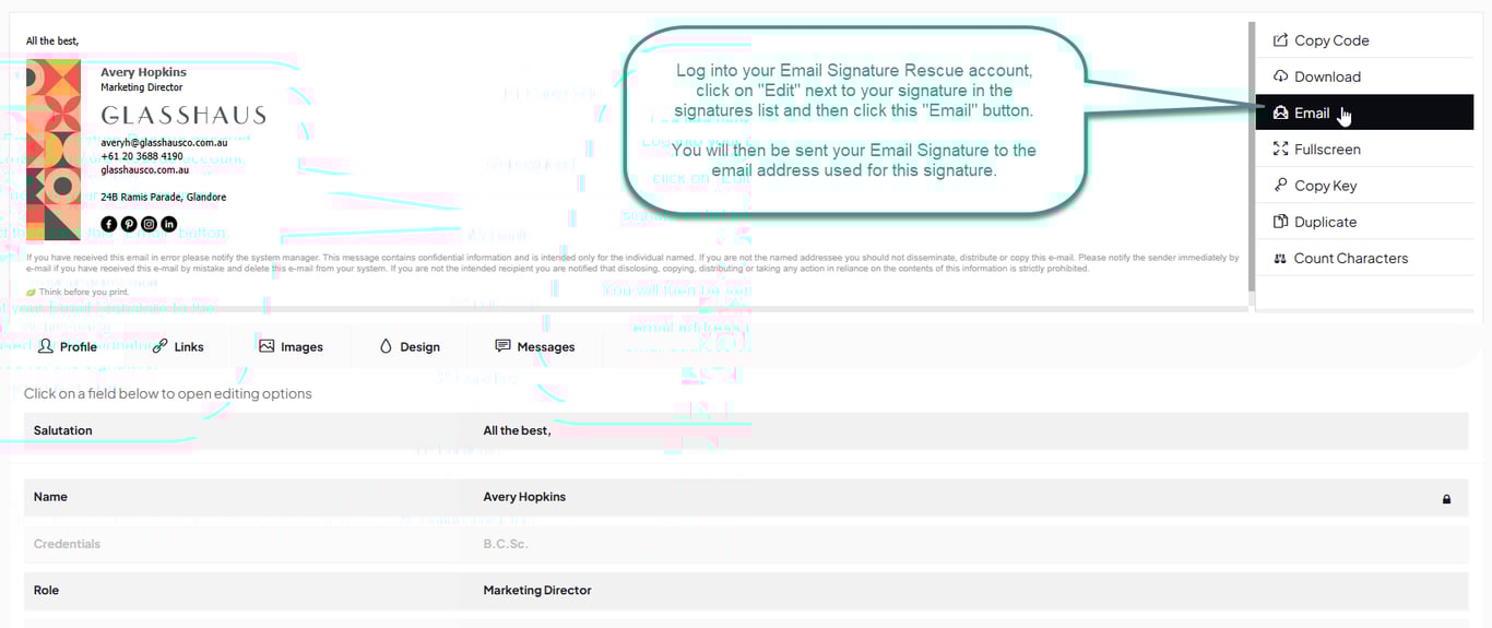 IOS mobile html email signature install instructions step 1