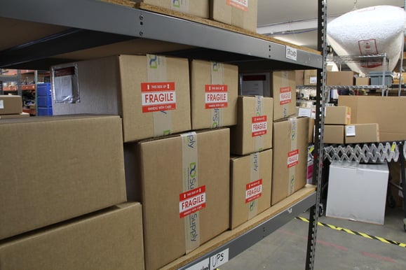 Boxes on a shelf
