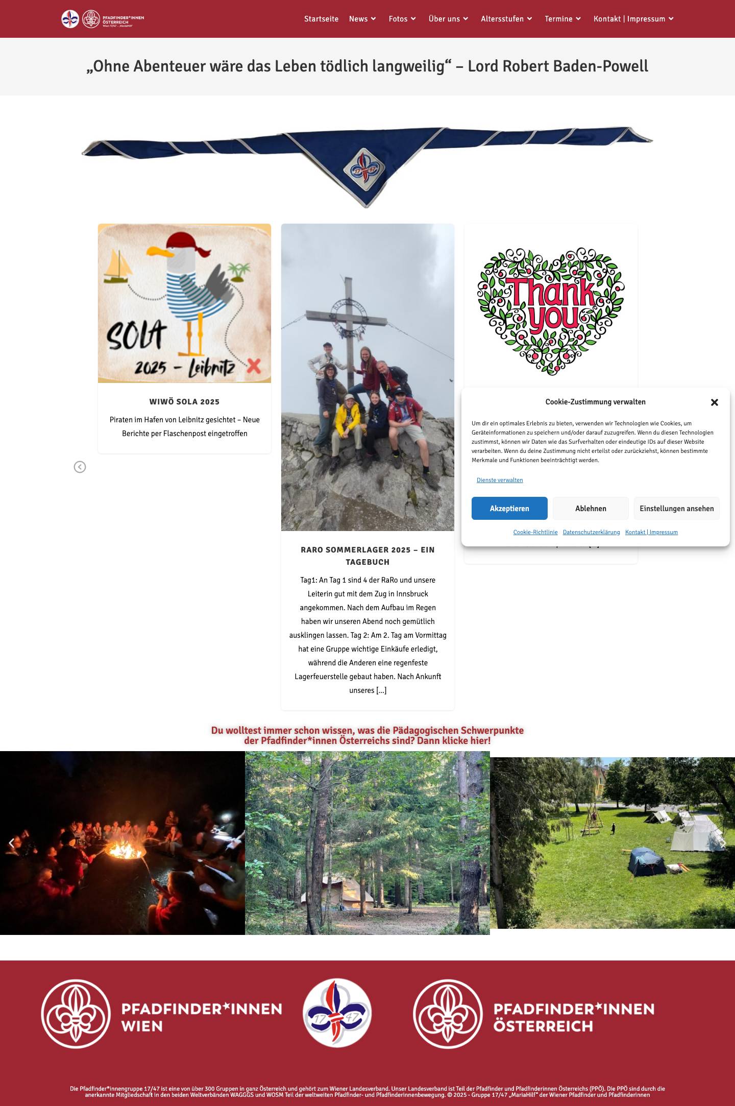 „Ohne Abenteuer wäre das Leben tödlich langweilig“ - Lord Robert Baden-Powell - Gruppe 17/47 „MariaHilf“ - Full Screenshot