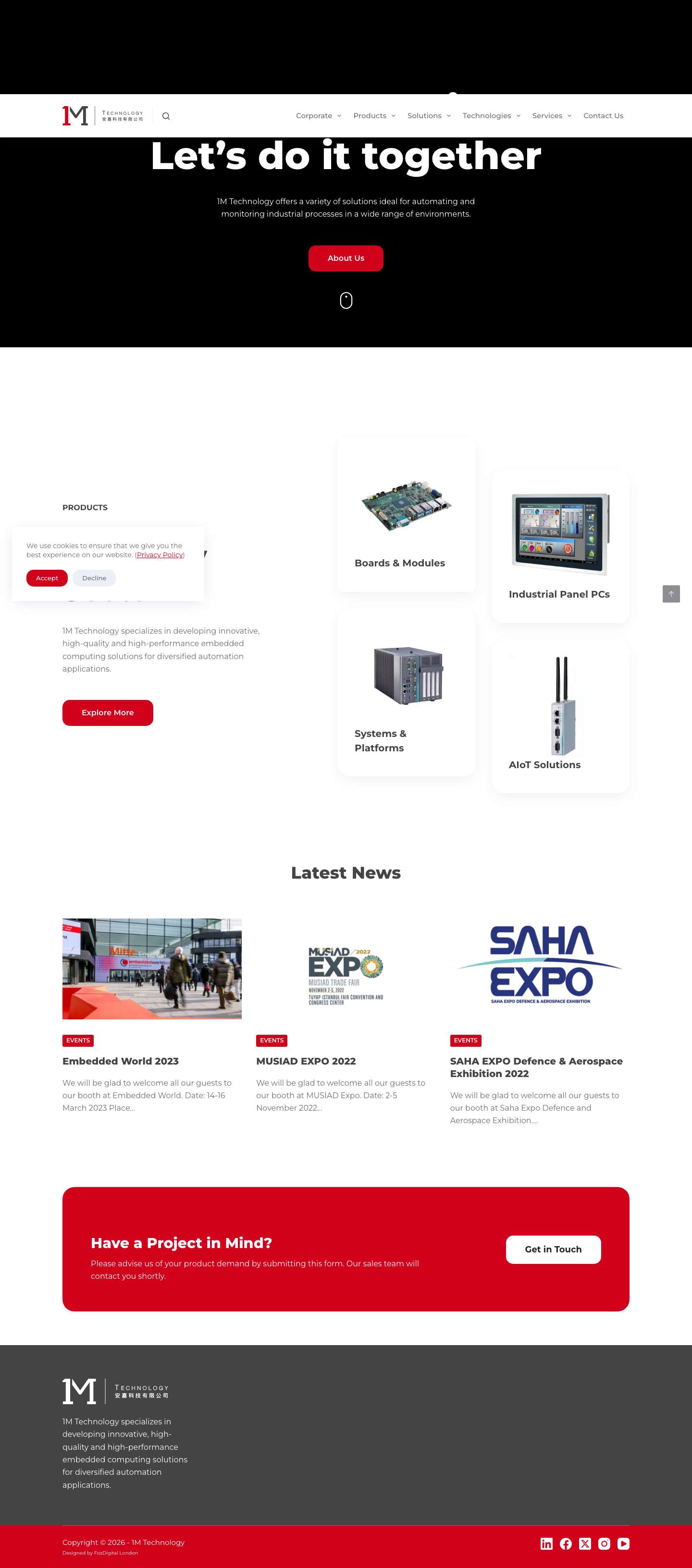 1M Technology - Industrial Embedded Computer Solutions - Full Screenshot