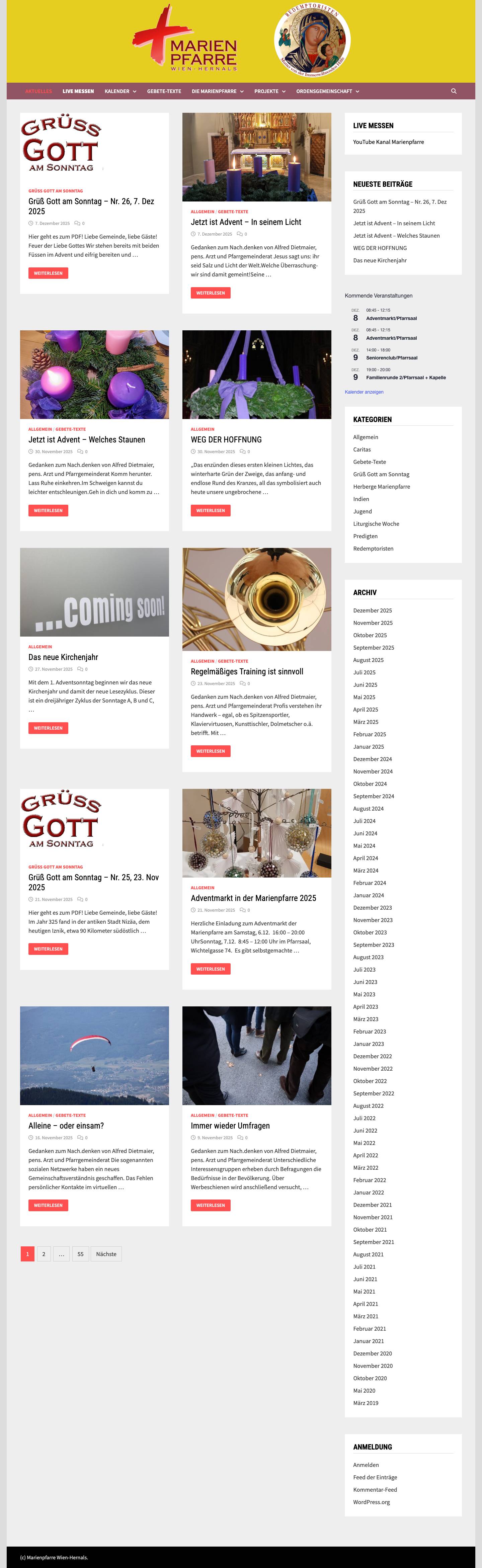 MARIENPFARRE WIEN-HERNALS – Eine Pfarre der Redemptoristen in Hernals - Full Screenshot