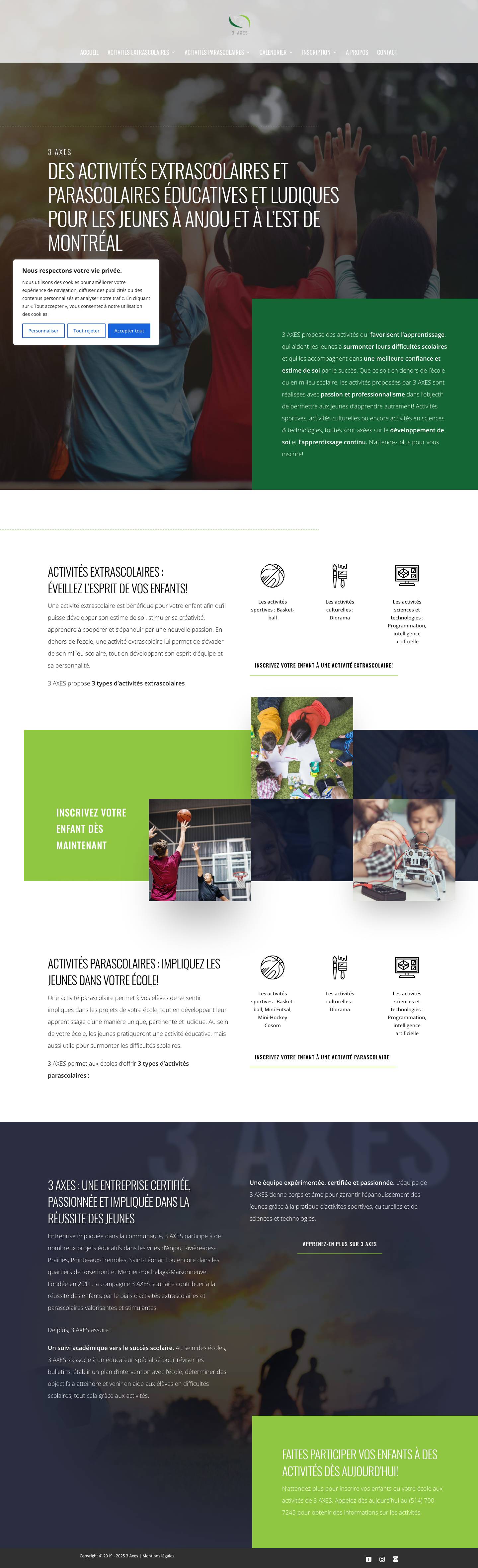 Activités parascolaires & extrascolaires pour enfants – 3 AXES - Full Screenshot