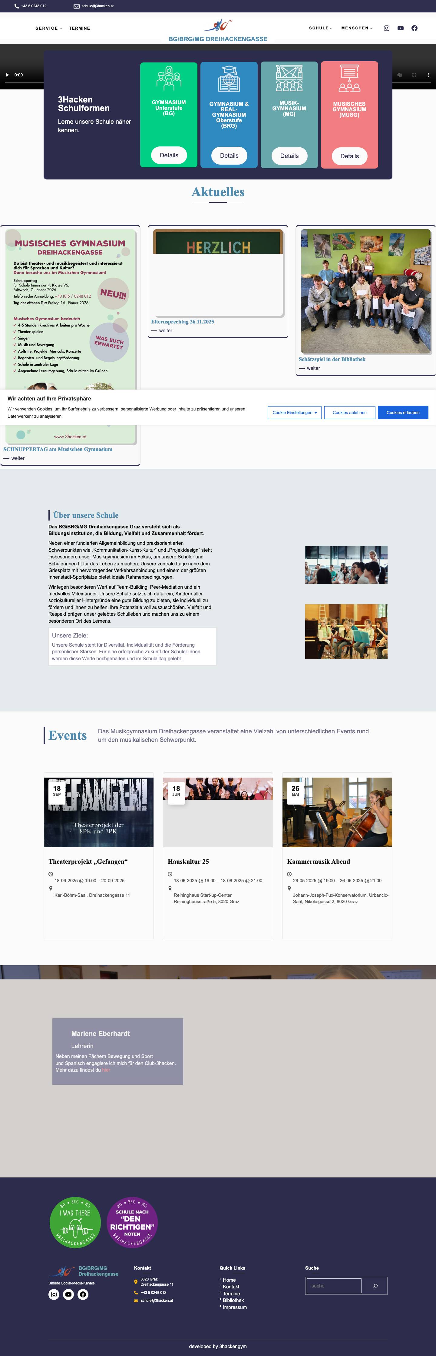 BG/BRG/MG Dreihackengasse - Musikgymnasium Graz - Full Screenshot