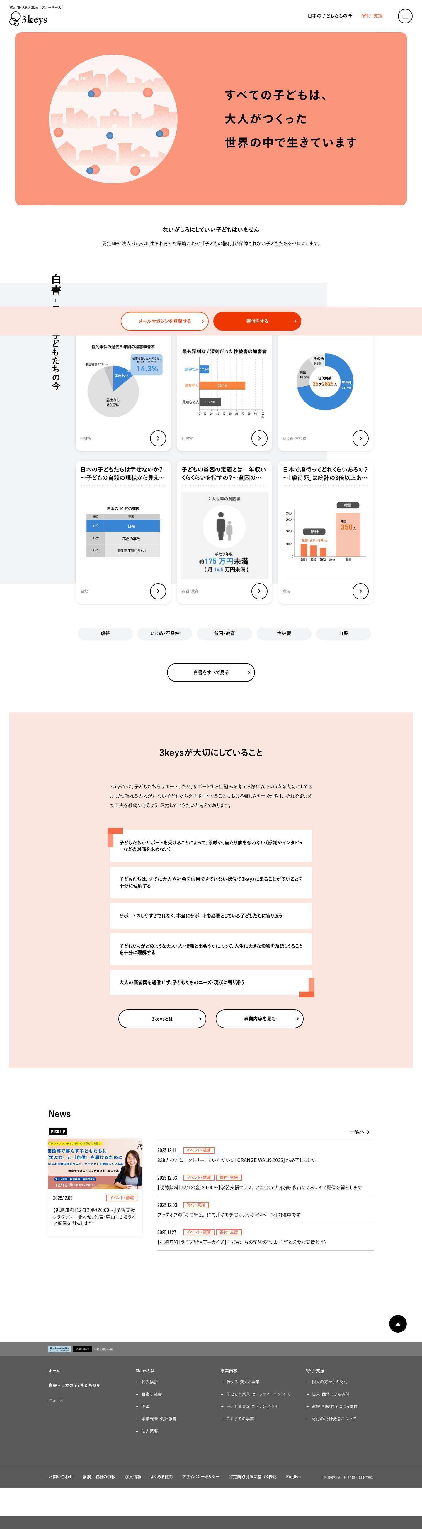 認定NPO法人3keys（スリーキーズ） - Full Screenshot