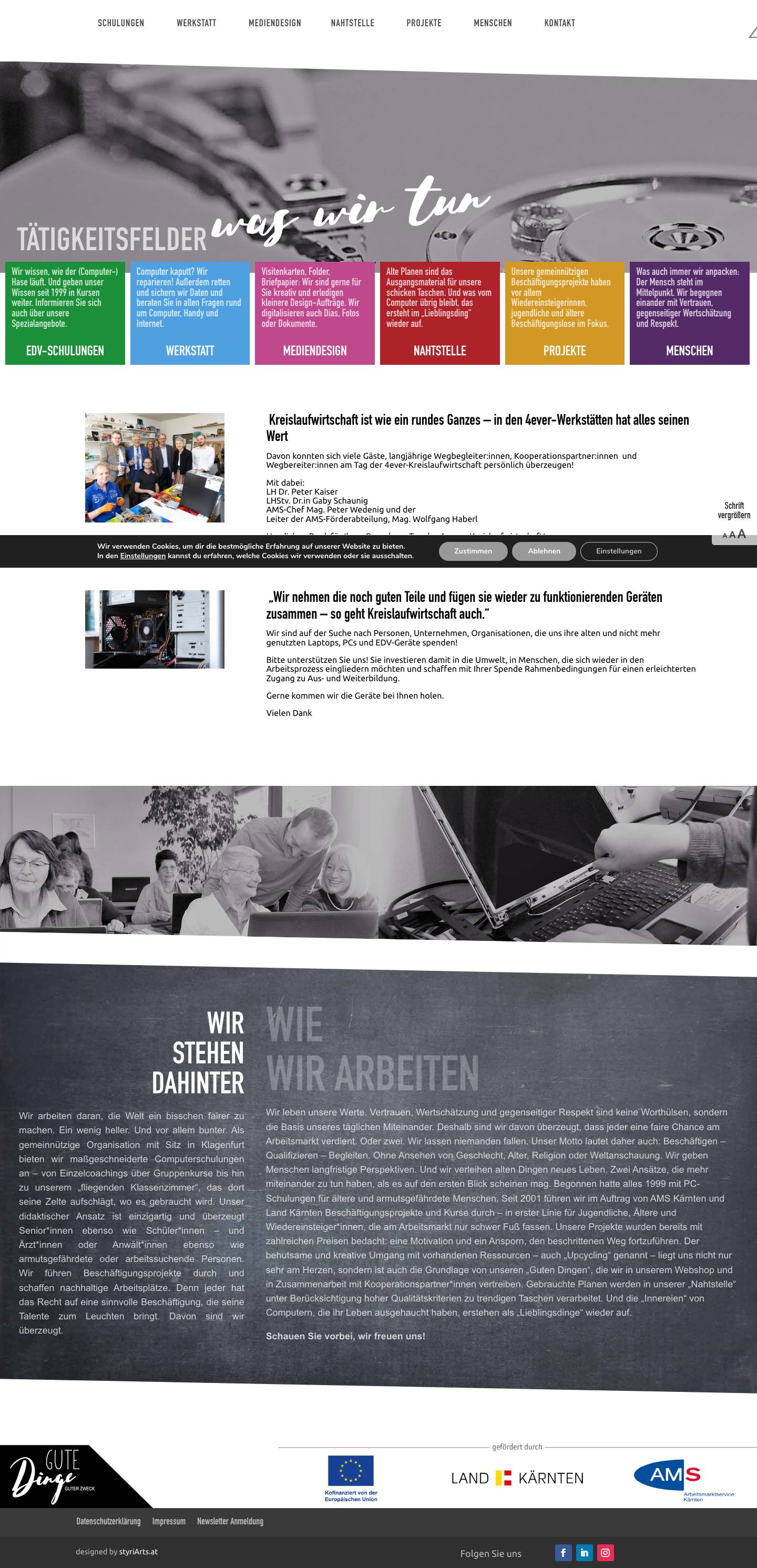 Startseite | 4everyoung.at | Tätigkeitsfelder | Unser Angebot - Full Screenshot