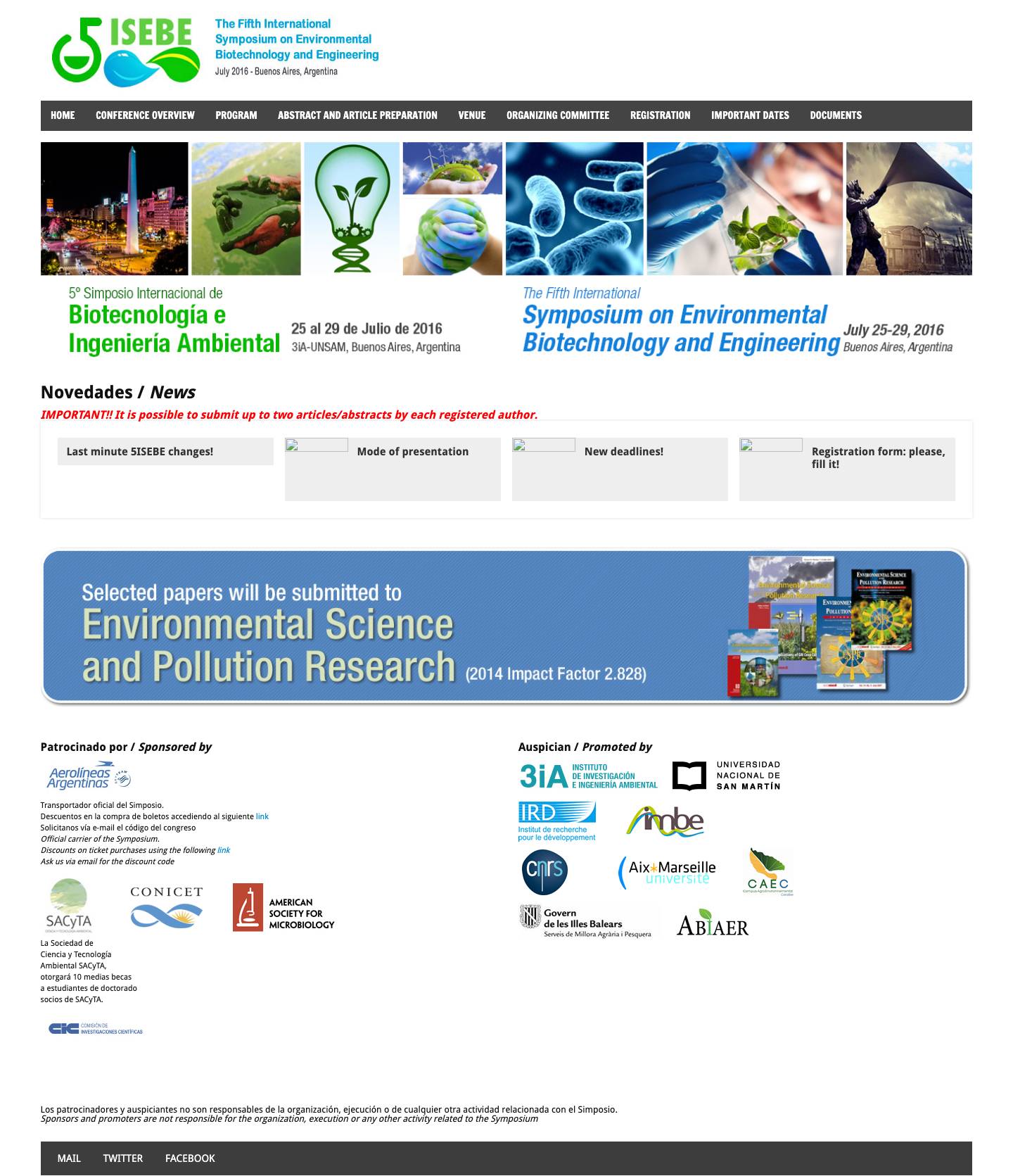 The Fifth International Symposium on Environmental Biotechnology and Engineering - Full Screenshot