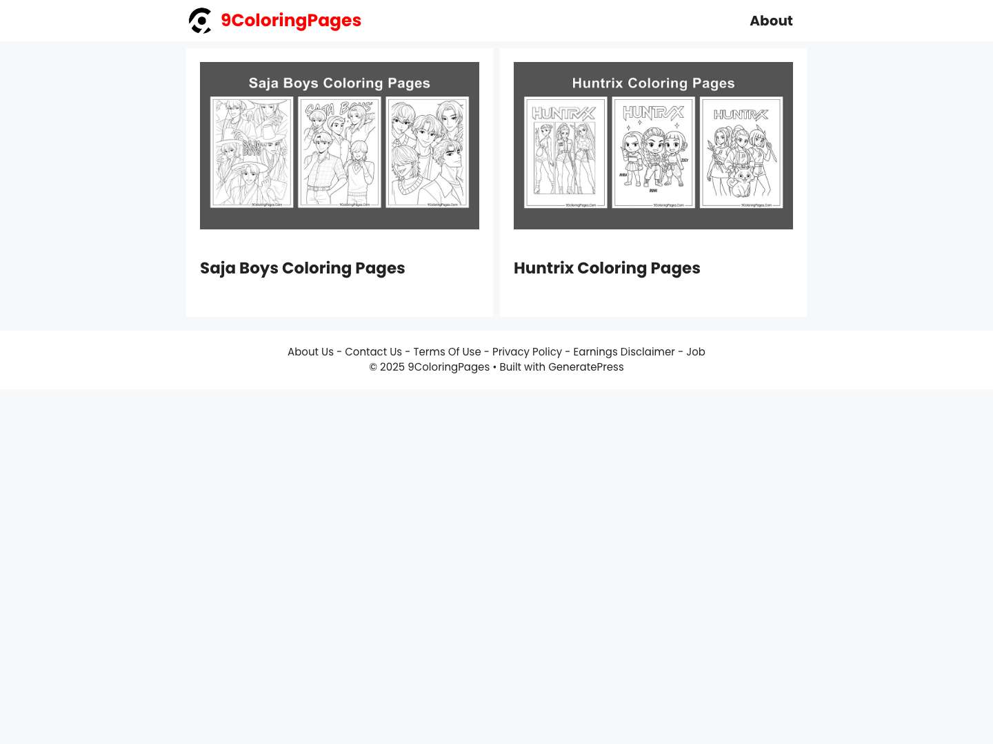 Free Printable Coloring Pages for Your Loved Ones - 9ColoringPages - Full Screenshot