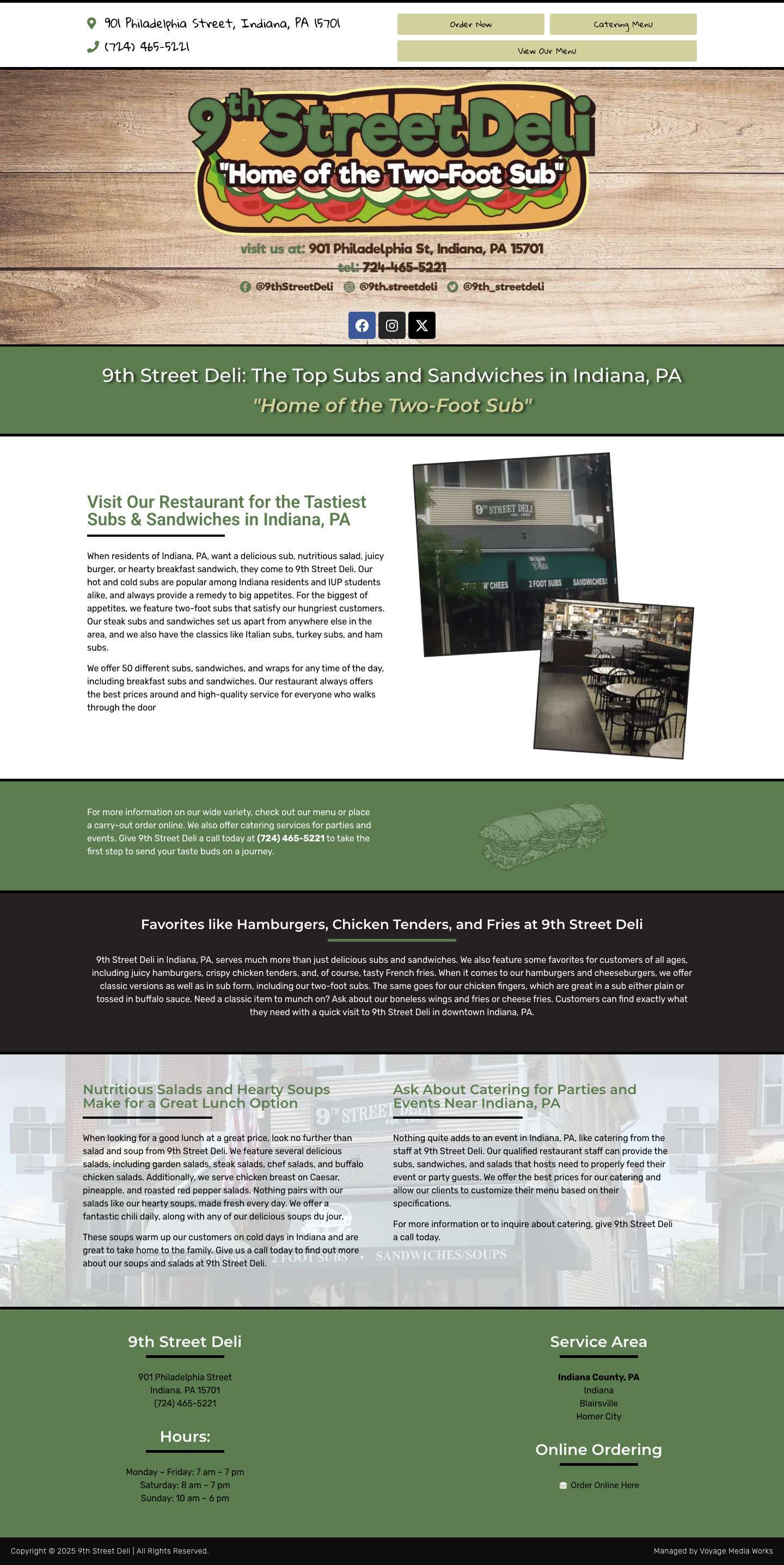 9th Street Deli | Indiana, PA | Local Sandwich Shop - Full Screenshot