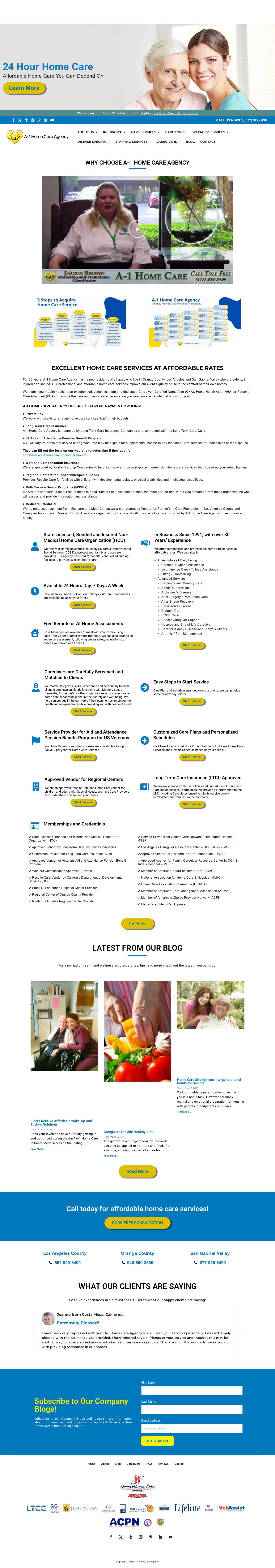 A-1 Home Care Agency | Affordable Home Care for the Elderly - Full Screenshot