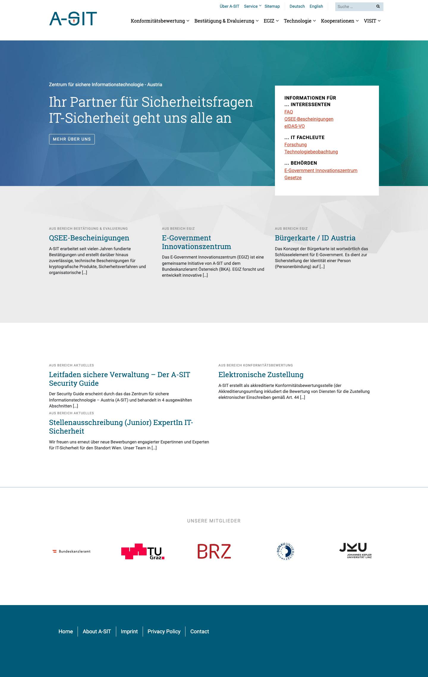 A-SIT – Zentrum für sichere Informationstechnologie - Full Screenshot