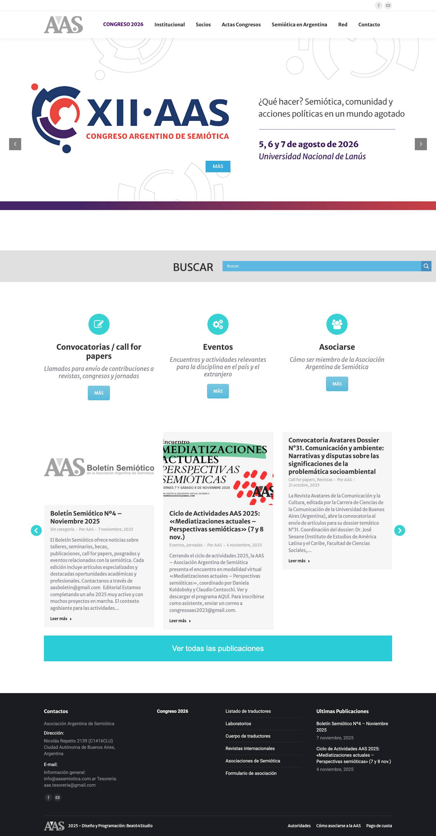 Inicio - Asociación Argentina de Semiótica - Full Screenshot