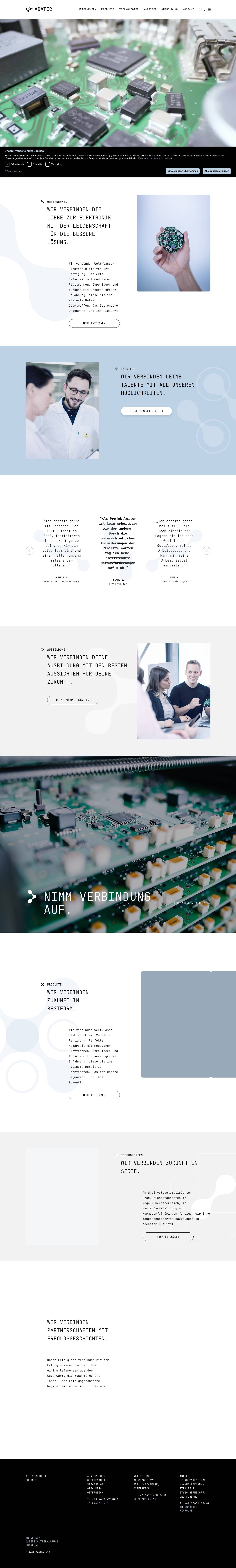 Wir verbinden Zukunft - Abatec - Full Screenshot