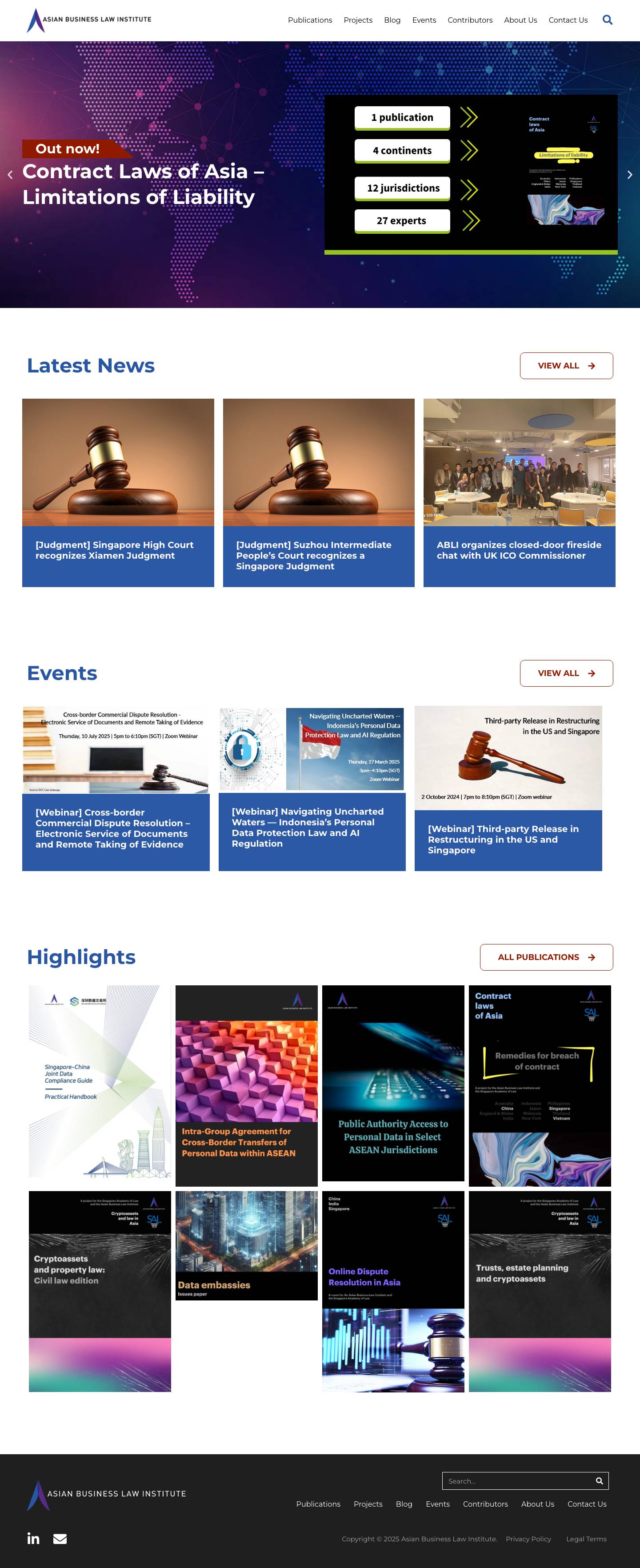 Home - Asian Business Law Institute - Full Screenshot