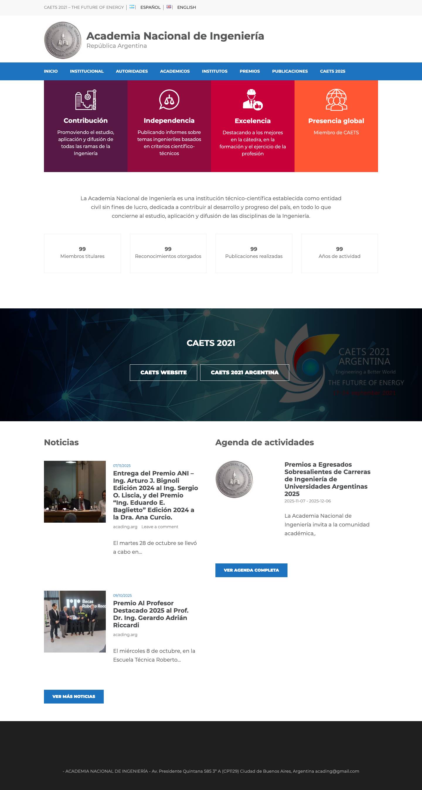 Inicio » Academia Nacional de Ingeniería - Full Screenshot