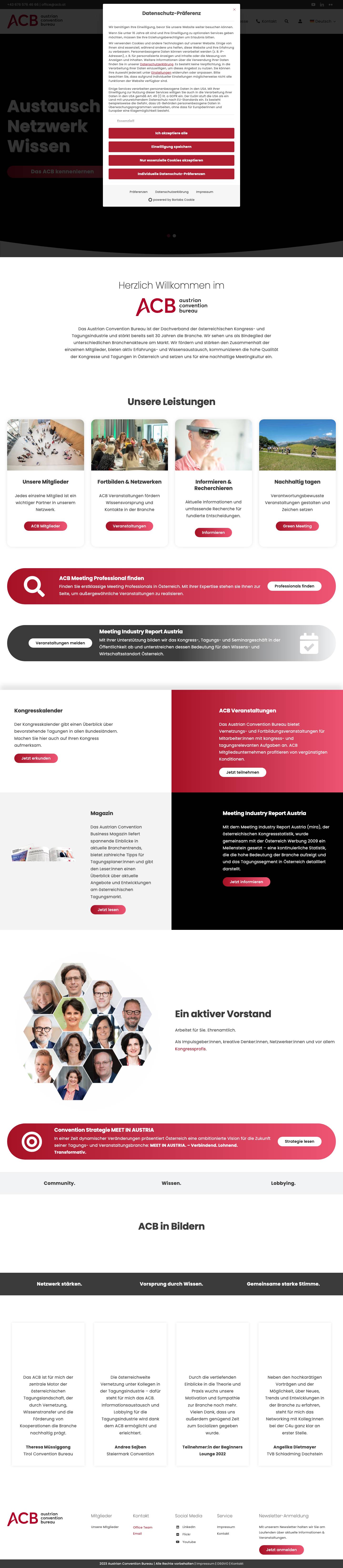 Kongresse & Tagungen in Österreich - ACB - Full Screenshot
