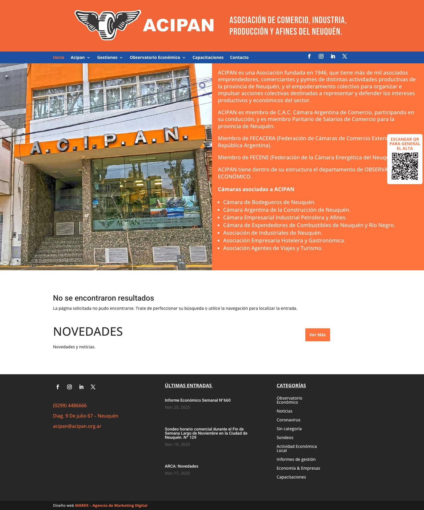 Inicio - ACIPAN - Asociación del comercio industria producción y afines de Neuquén - Full Screenshot