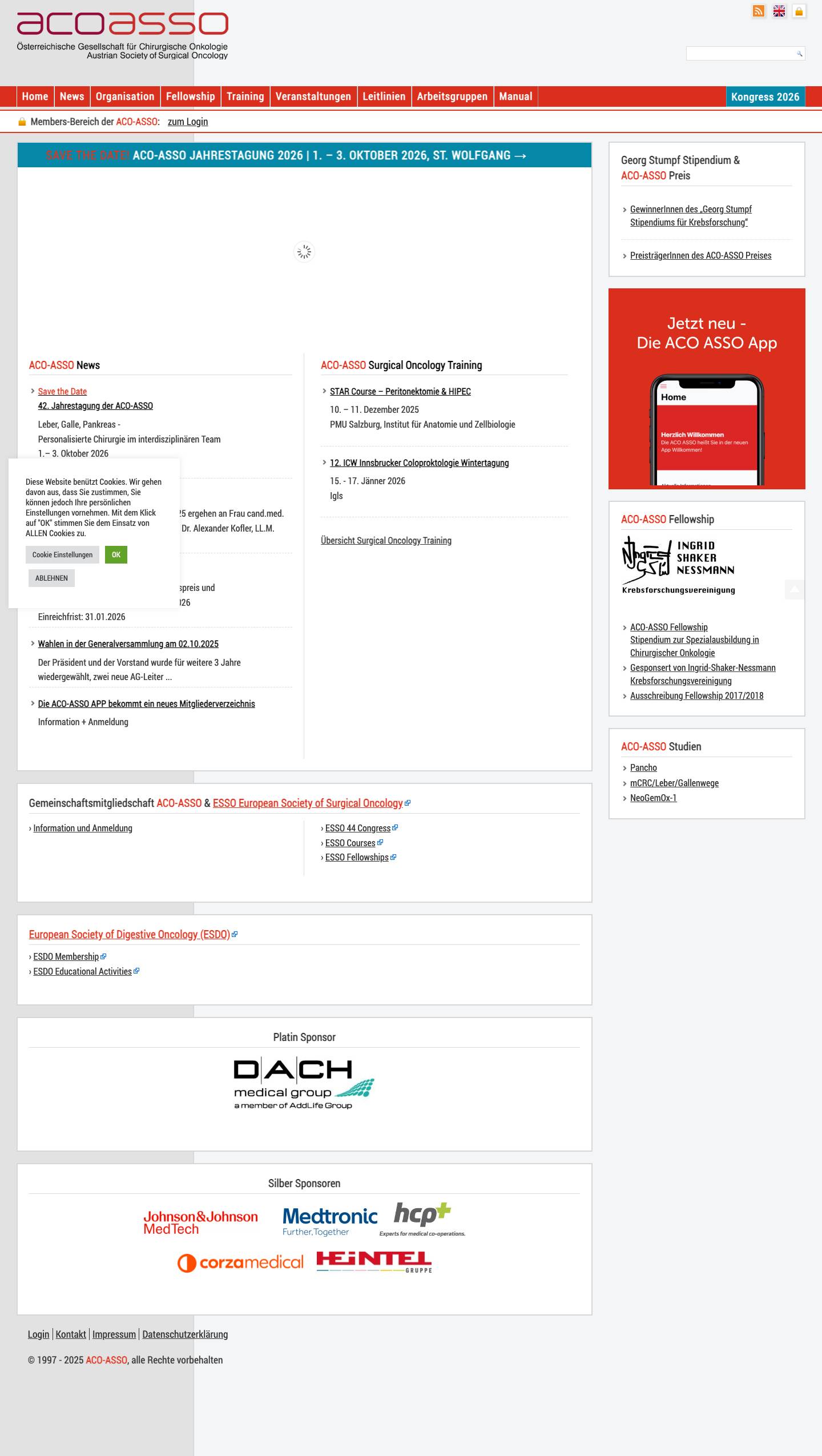 ACO-ASSO | Österreichische Gesellschaft für Chirurgische Onkologie - Full Screenshot