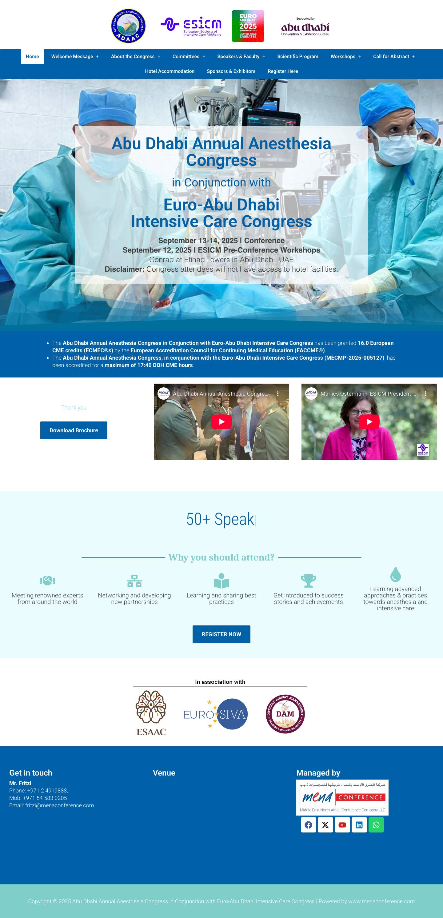 Abu Dhabi Annual Anesthesia Congress in Conjunction with Euro-Abu Dhabi Intensive Care Congress – ADDAC 20225 - Full Screenshot