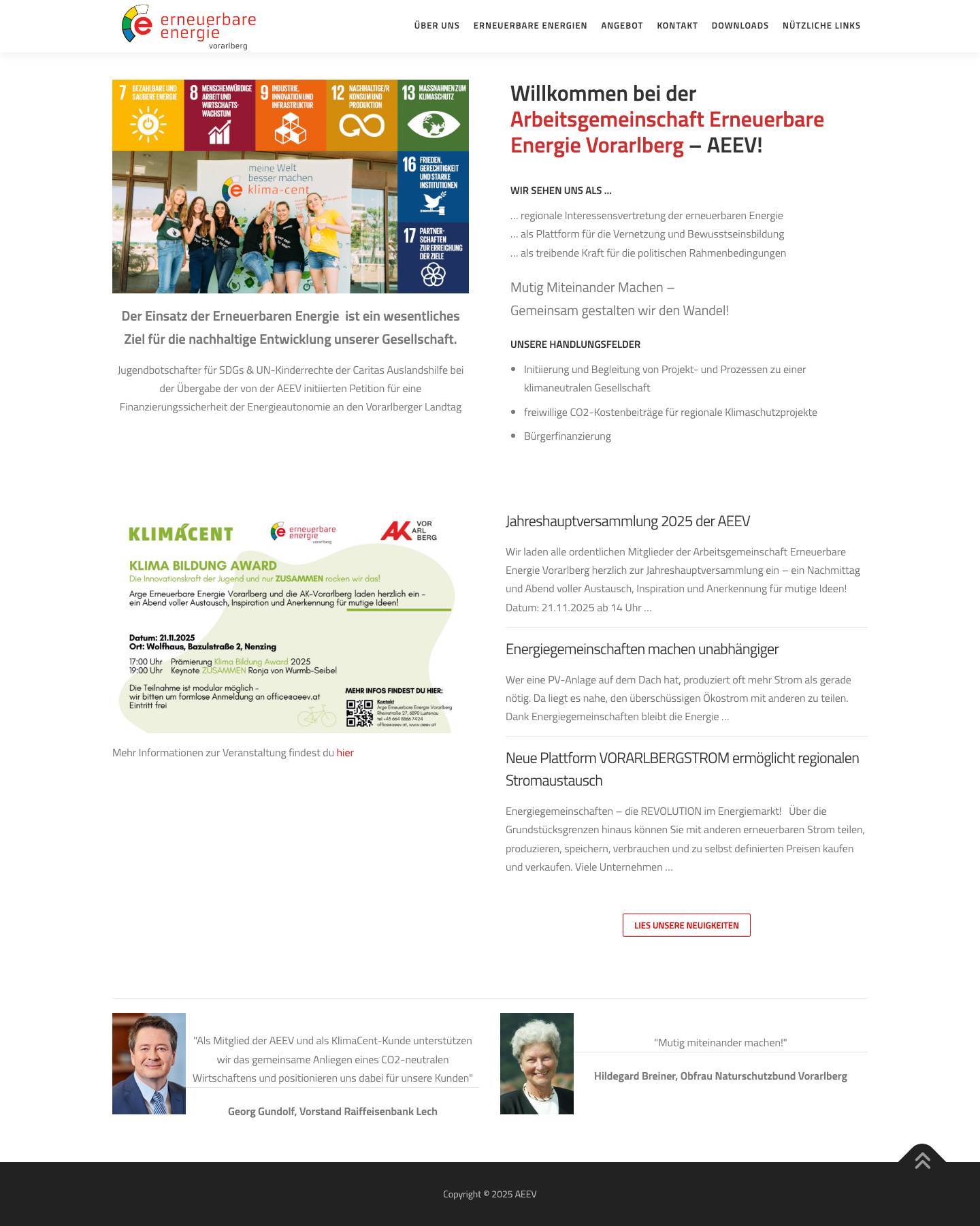 Startseite - AEEV - Full Screenshot