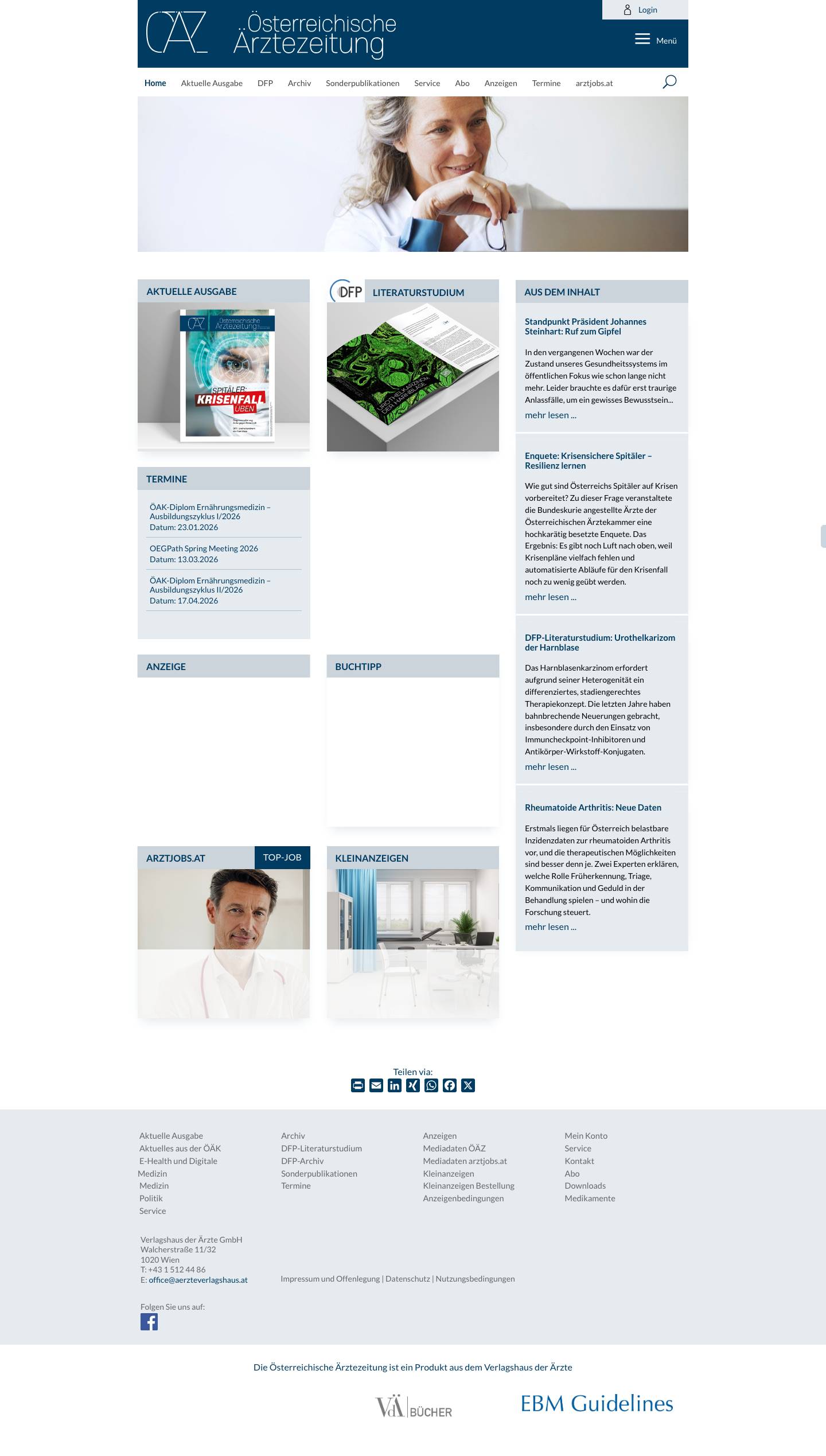 ÖÄZ - Österreichische Ärztezeitung | Startseite - Full Screenshot