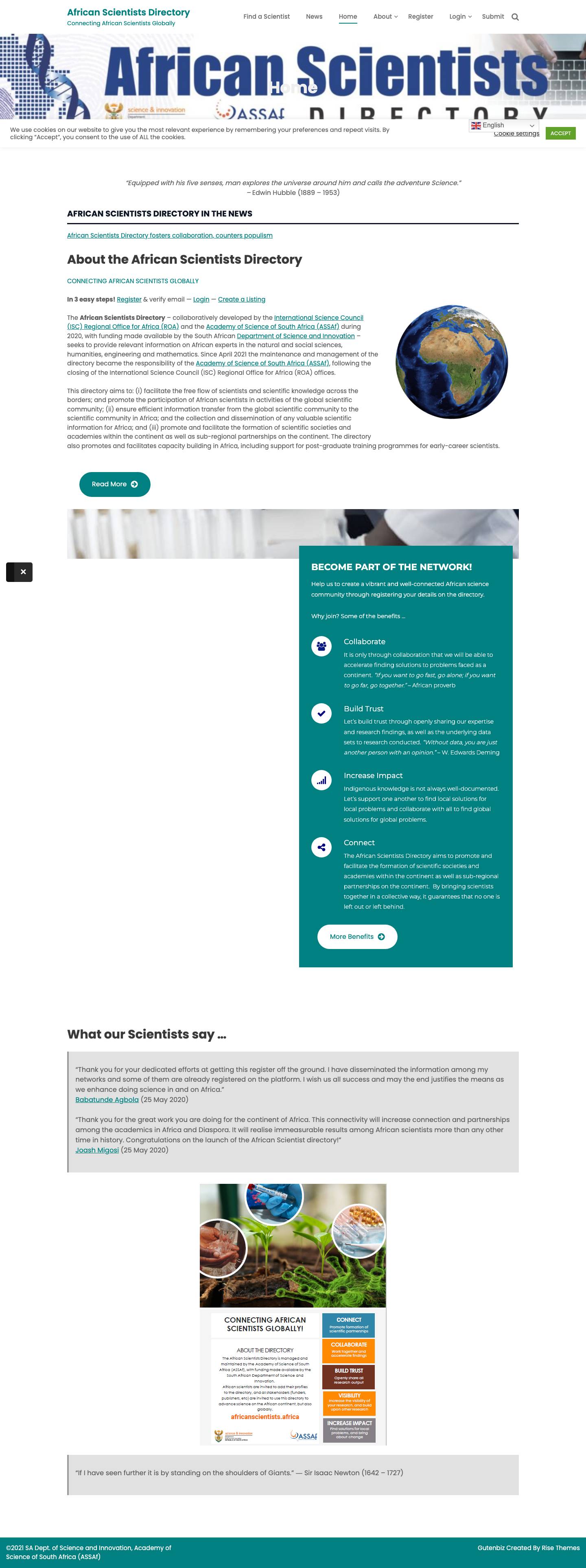 Home | African Scientists Directory - Full Screenshot