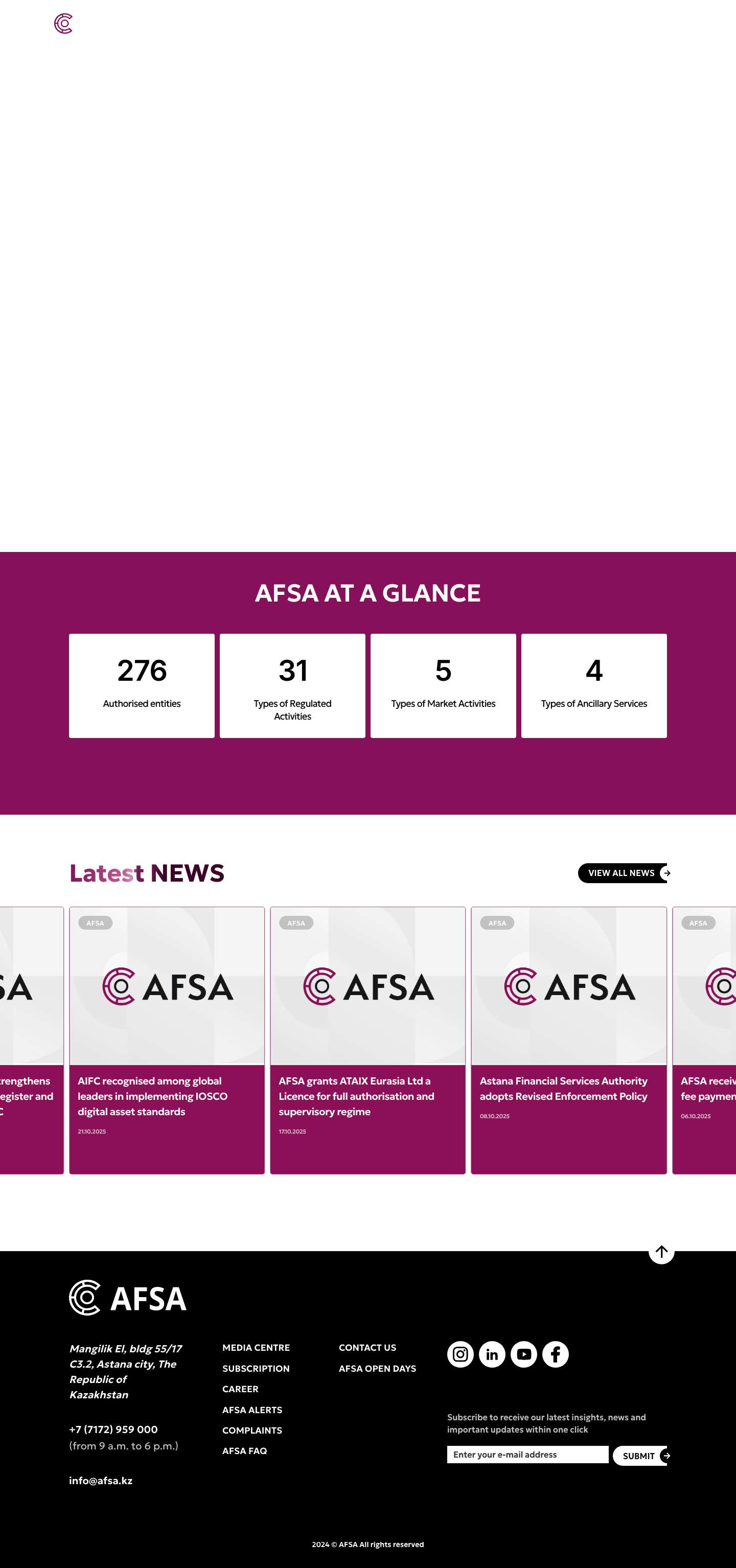 AFSA – Astana Financial Services Authority - Full Screenshot