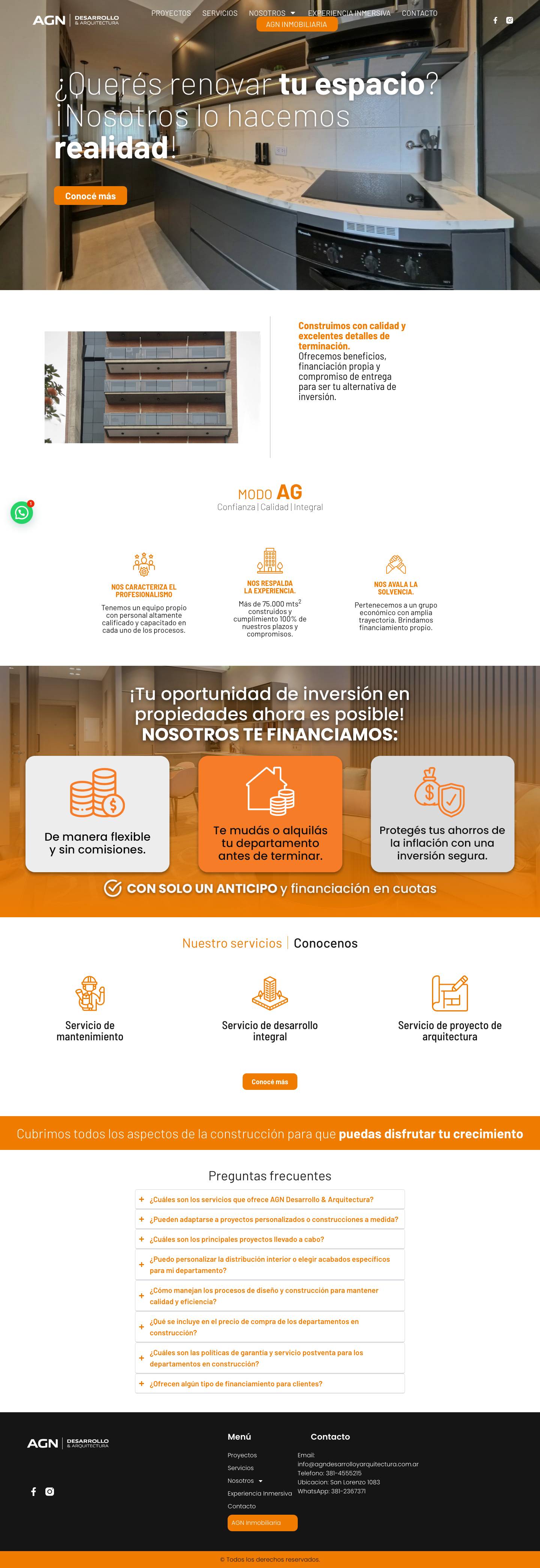 Inicio - AGN Desarrollo y ArquitecturaWhatsApp - Full Screenshot