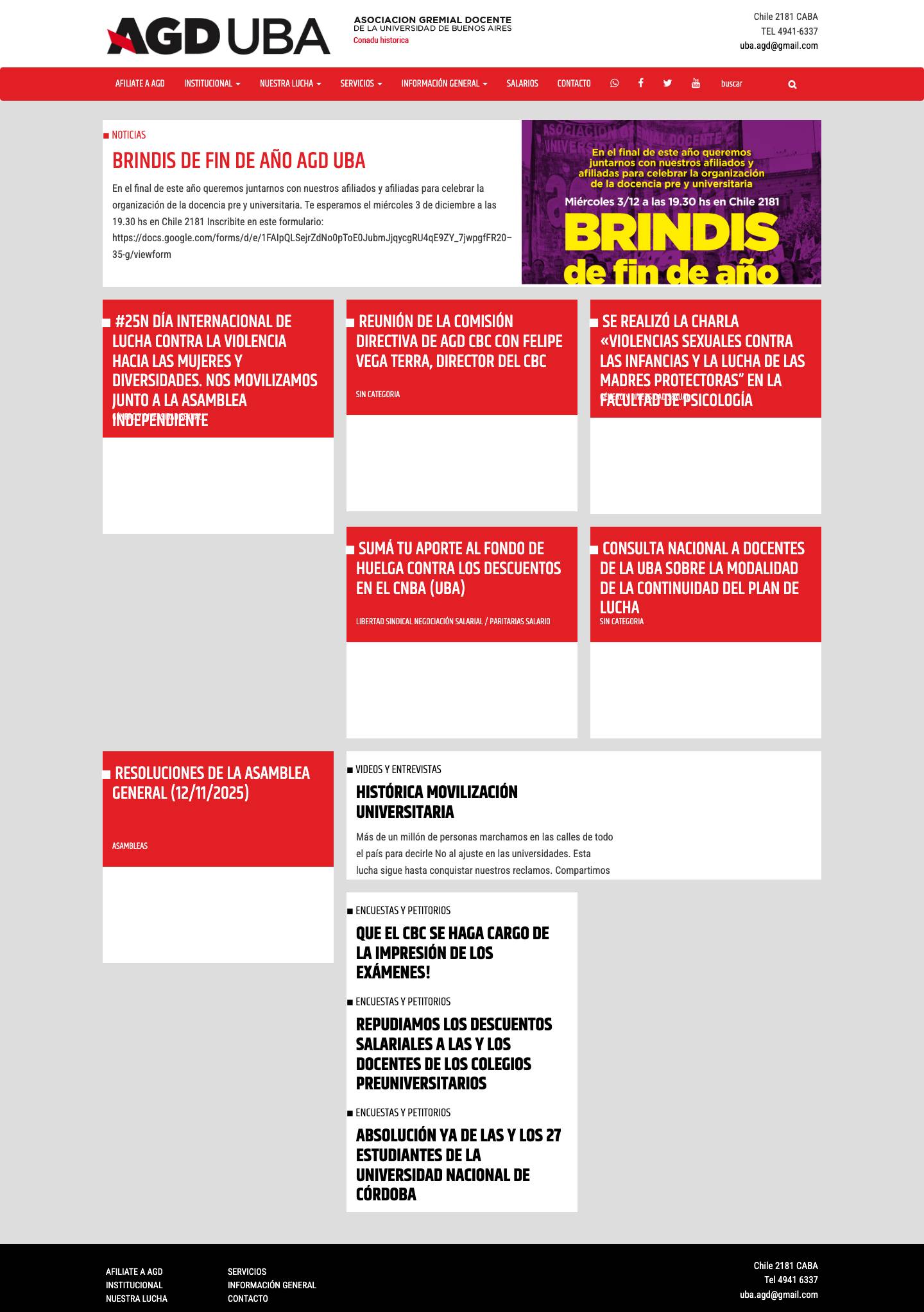 AGDUBA – Asociación Gremial Docente de la Universidad de Buenos Aires. - Full Screenshot