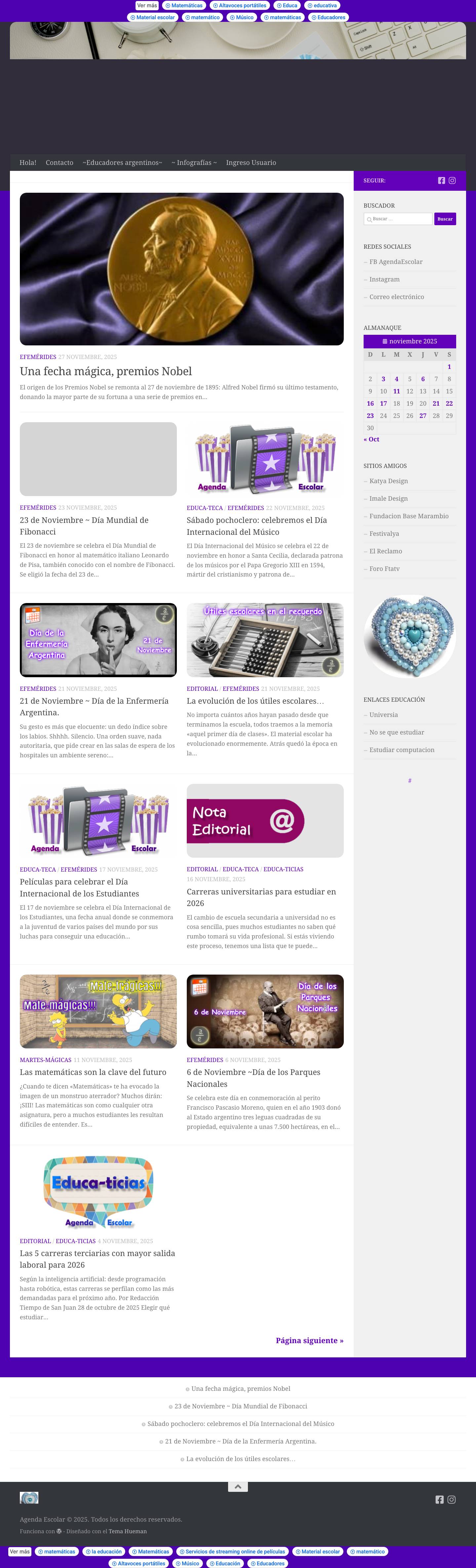 Agenda Escolar – Efemérides, Imágenes, Música, Fichas, Links de Interés, etc. - Full Screenshot