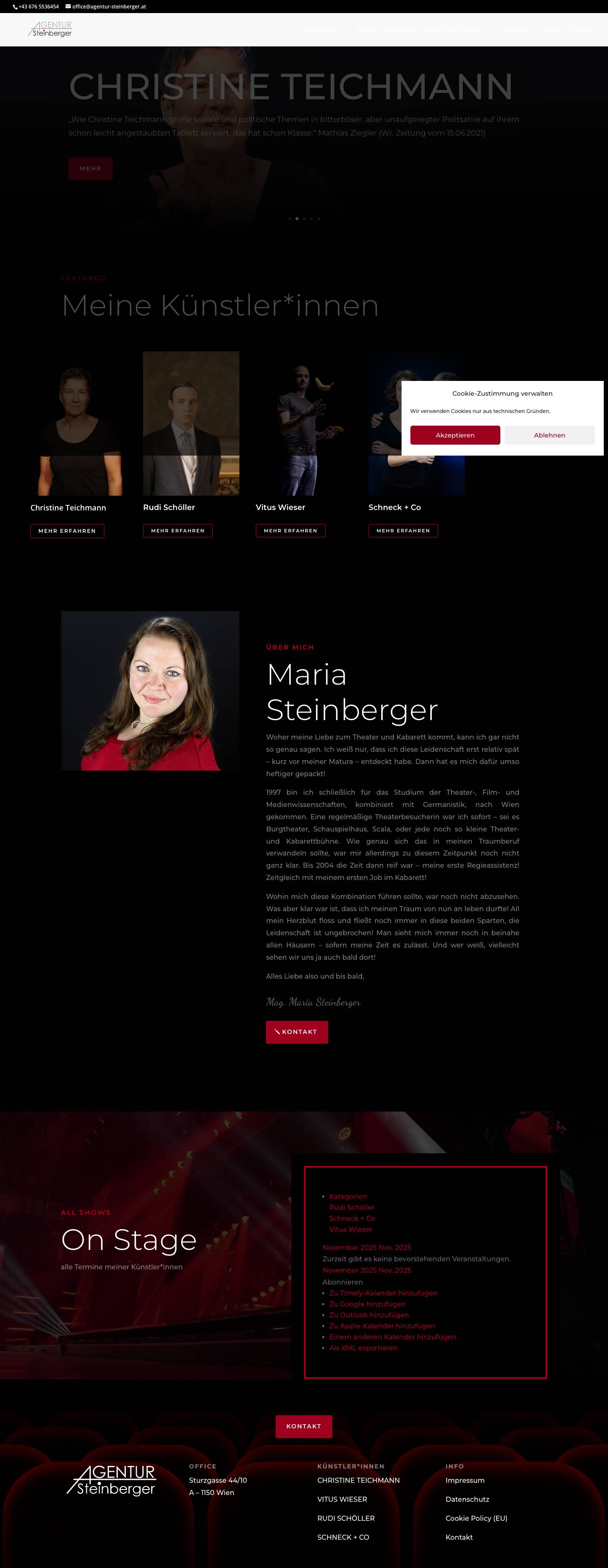 Agentur Steinberger - Booking & Public Relations - Full Screenshot