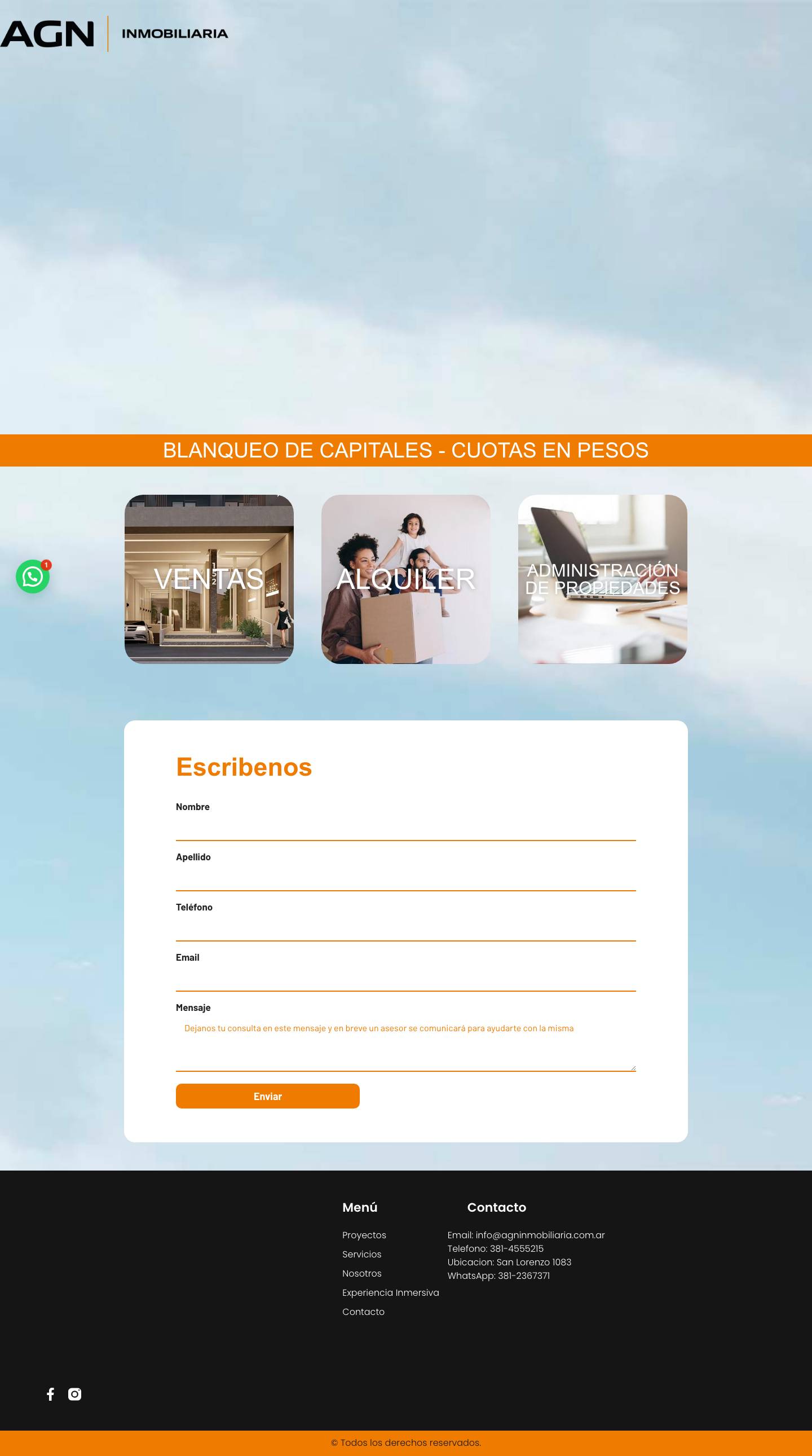 Landing - AGN InmobiliariaWhatsApp - Full Screenshot