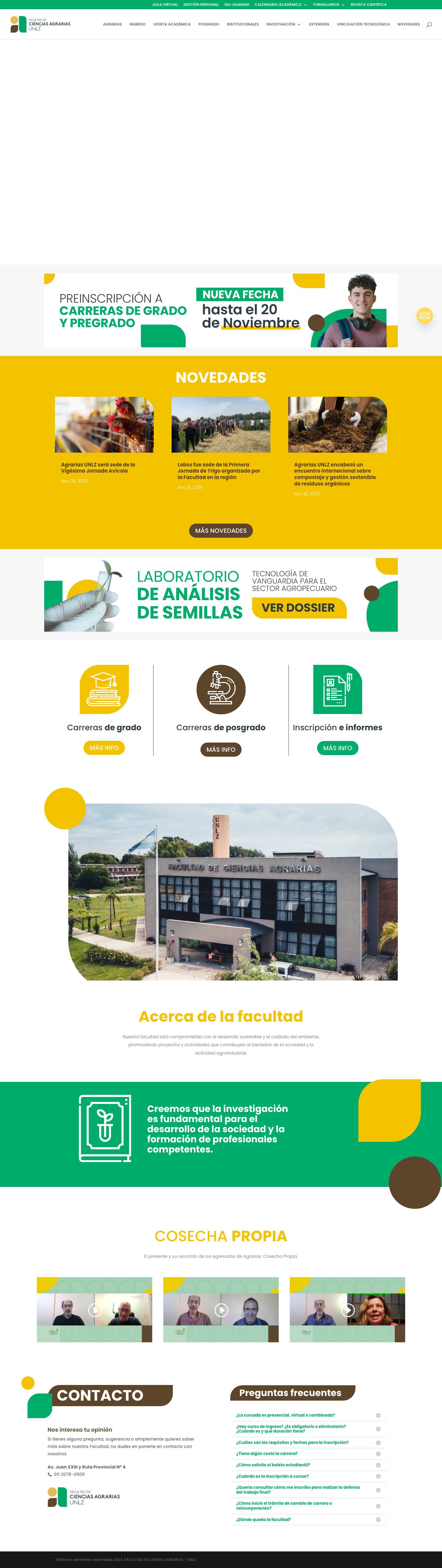 Facultad de Ciencias Agrarias | Somos una institución comprometida con la excelencia académica - Full Screenshot
