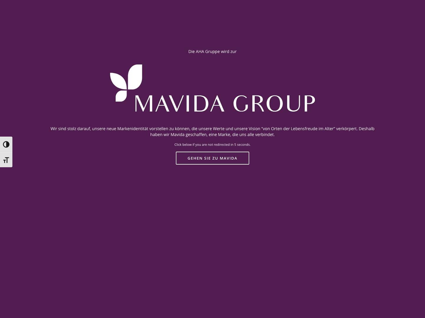 AHA Seniorenresidenzen & Pflegeheime | Herzlich Willkommen! - Full Screenshot