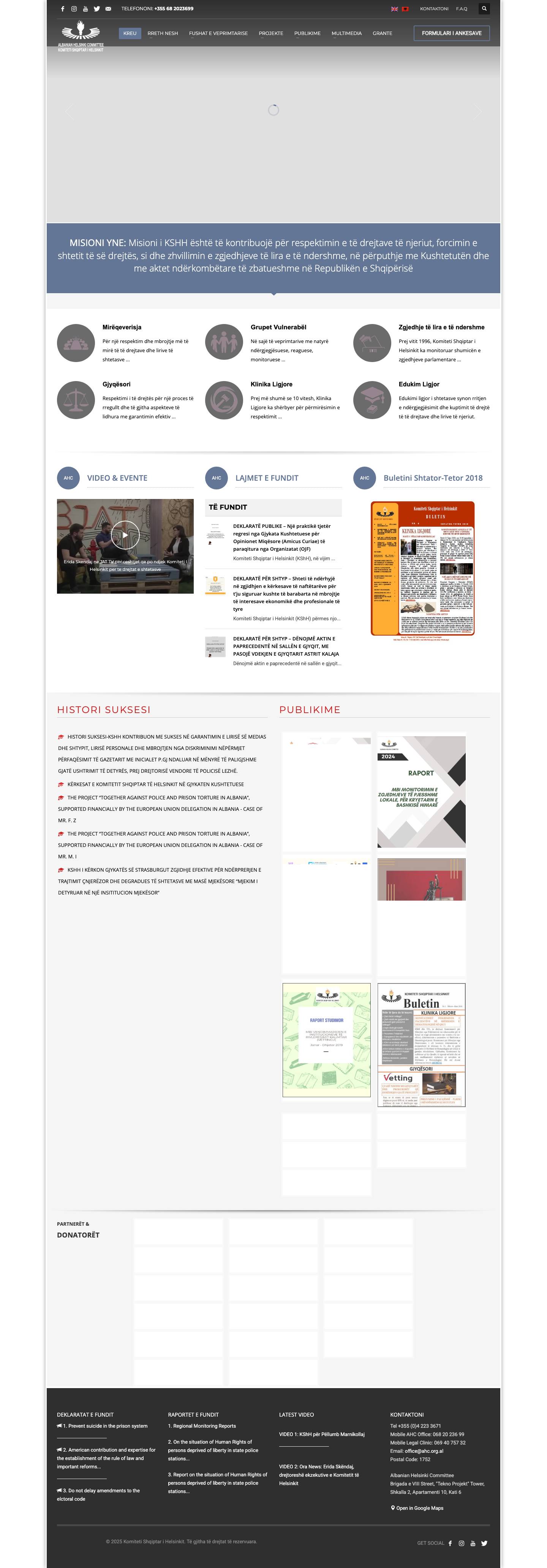 Faqja Kryesore - Komiteti Shqiptar i Helsinkit - Full Screenshot