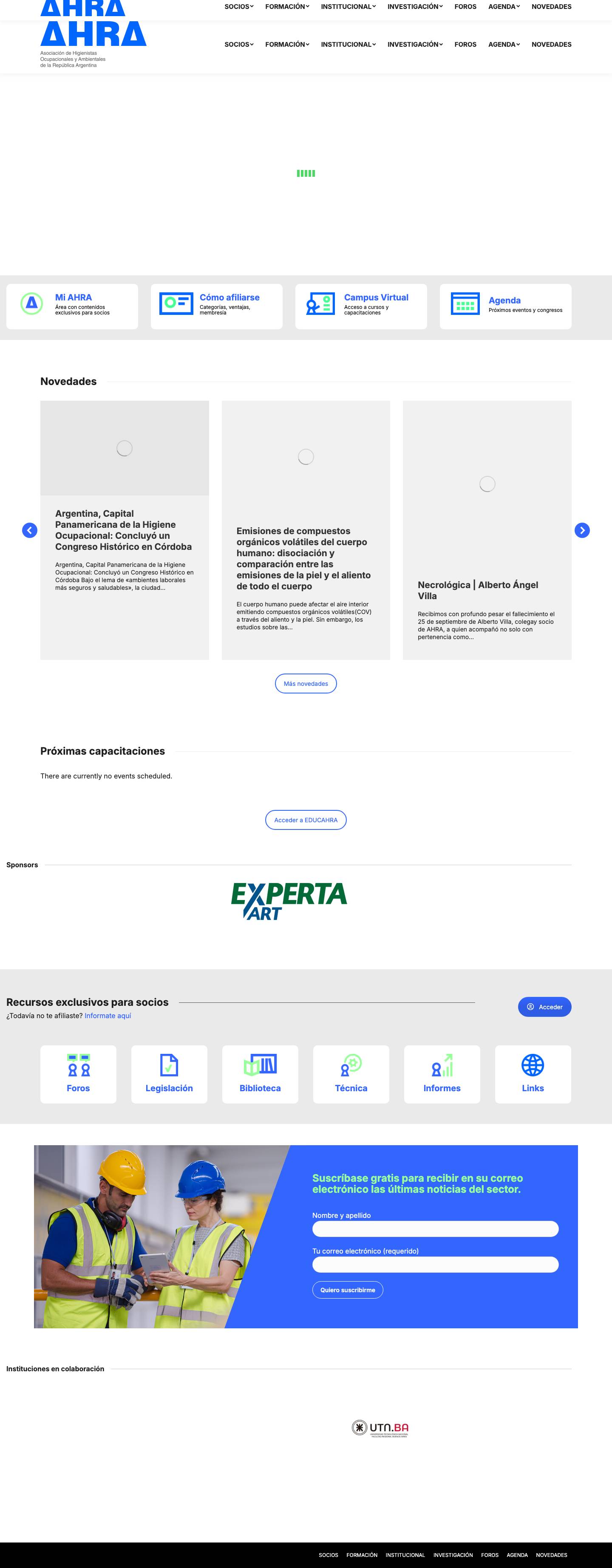 Asociación de Higienistas de la República Argentina – La AHRA tiene como objetivo promover y mejorar la salud ocupacional, está formada por la red de profesionales más prestigiosos e influyentes de la Argentina. - Full Screenshot