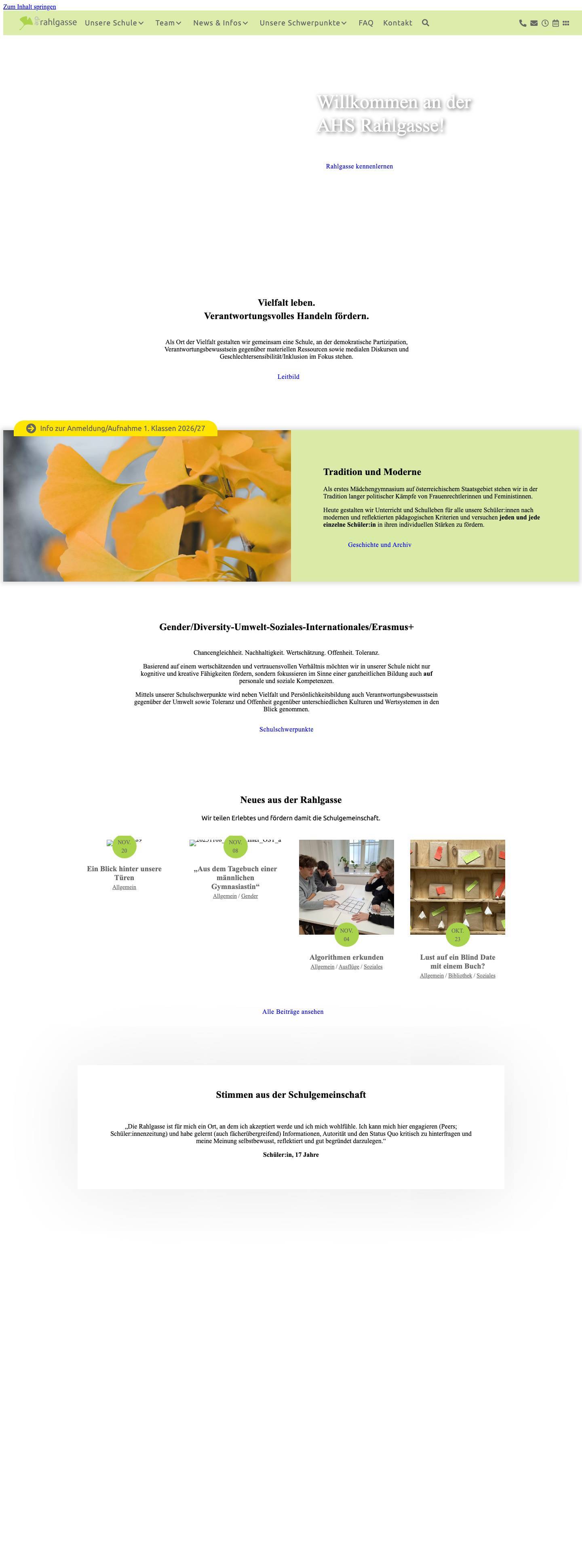AHS Rahlgasse – Vielfalt leben & moderne Bildung erleben - Full Screenshot
