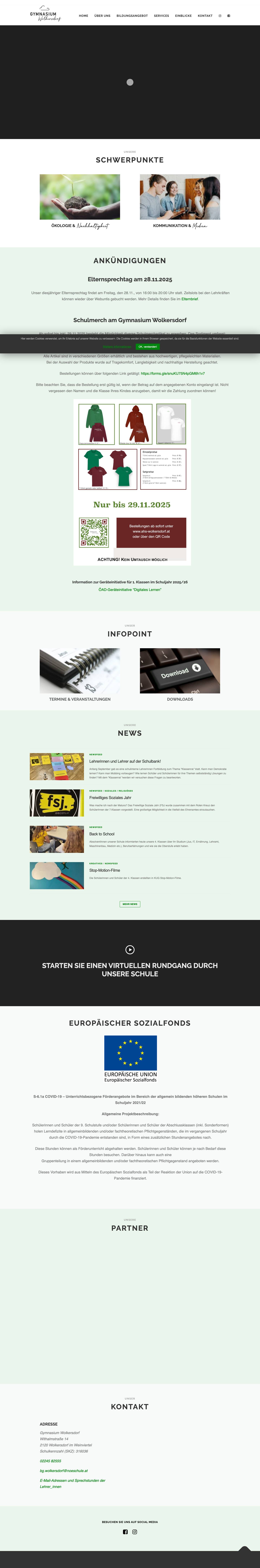 Gymnasium Wolkersdorf - Full Screenshot