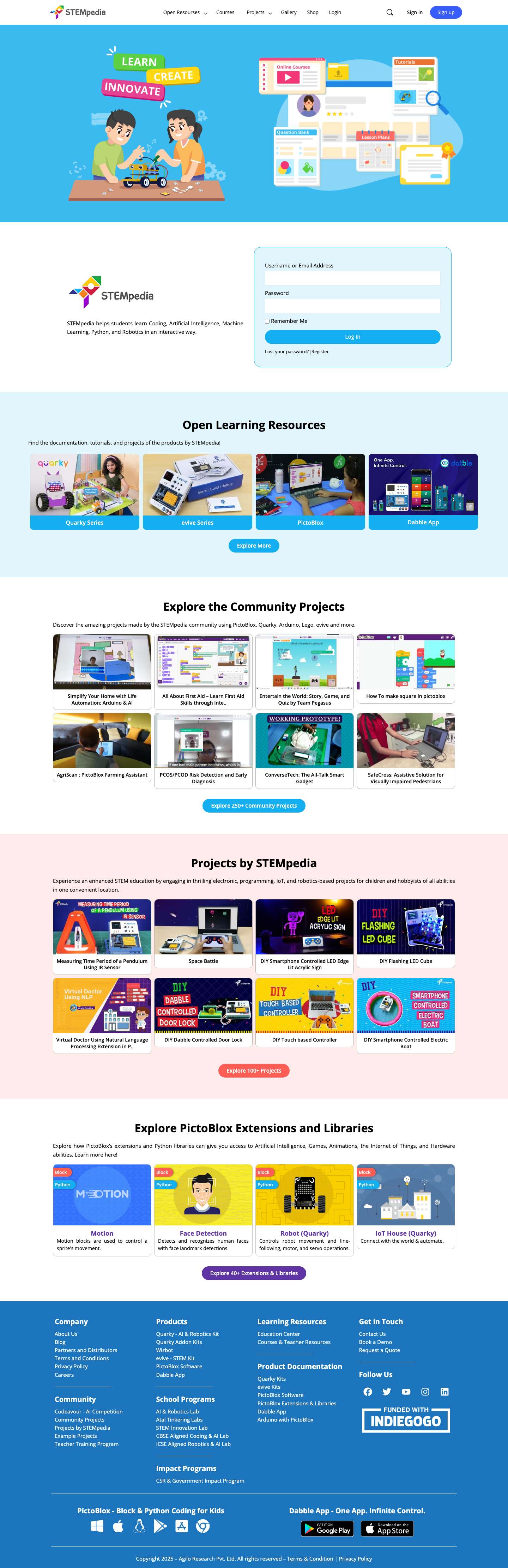 STEMpedia Education - Community, Learning Resources & Courses - Full Screenshot