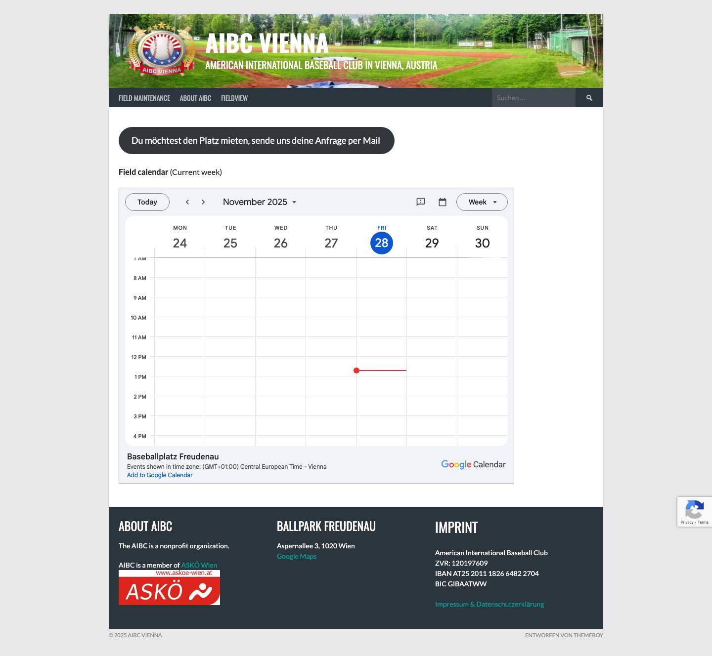 AIBC Vienna – American International Baseball Club in Vienna, Austria - Full Screenshot