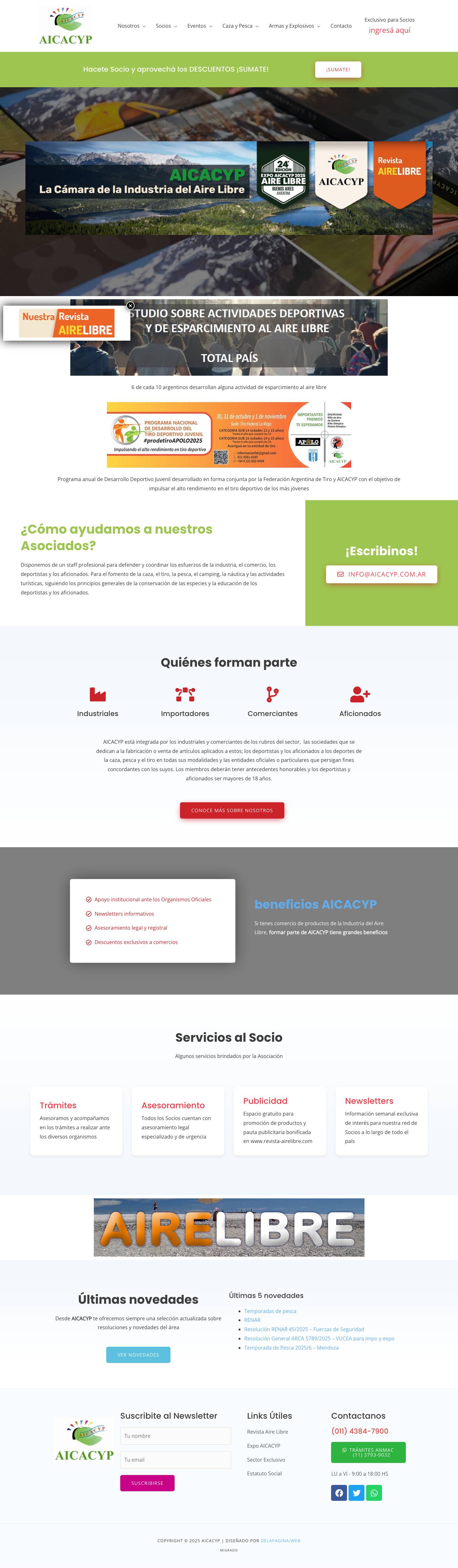 AICACYP – Asociación Industriales y Comerciantes de Artículos para Caza y Pesca - Full Screenshot